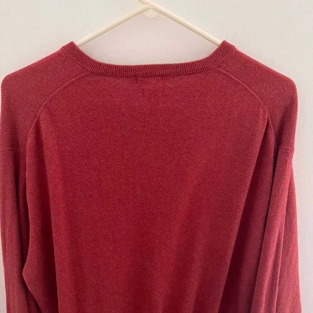 Peter Millar Luxury Blend Pullover Mens Large Orange Cashmere Sweater V-Neck